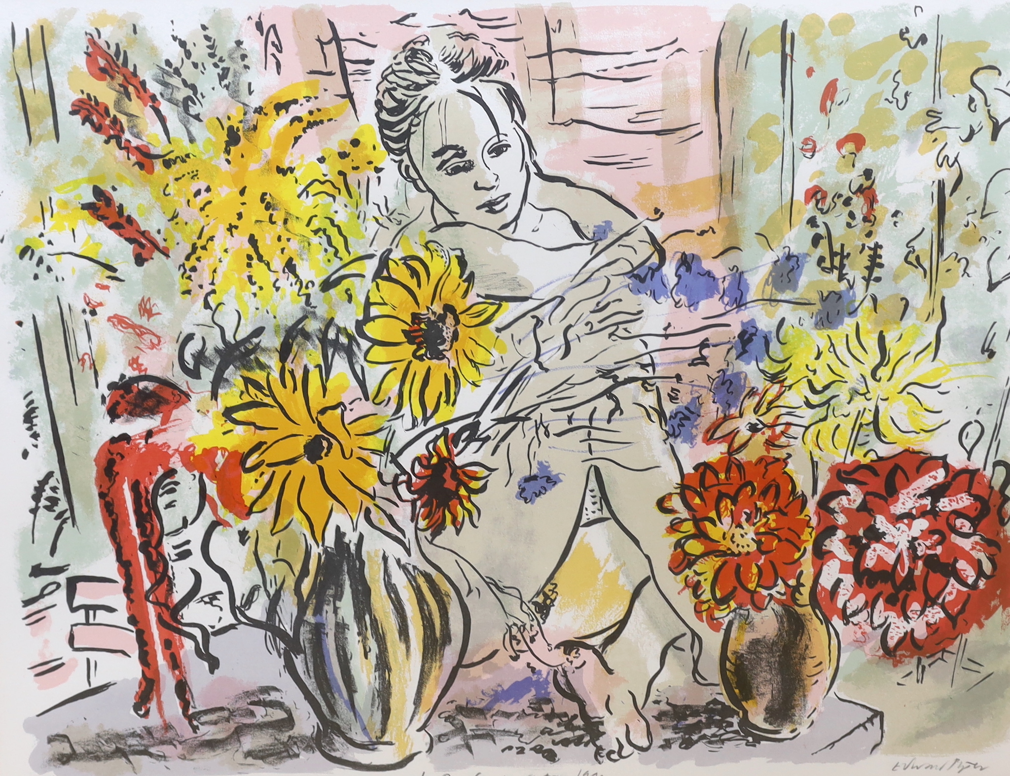 Edward Piper (1938-1990), pair of pencil signed colour lithographs, ‘In the Conservatory’ and ‘Afternoon in Tuscany’, limited edition 131/175 & 101/175, 48 x 62cm